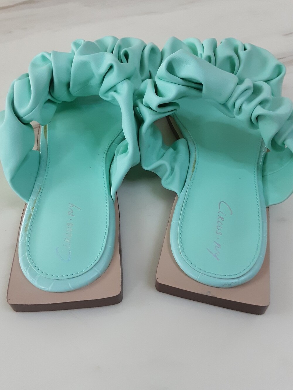 Circus NY by Sam Edelman Iggy Teal Ruched Slide Sandals Sz 9 - Picture 7 of 10